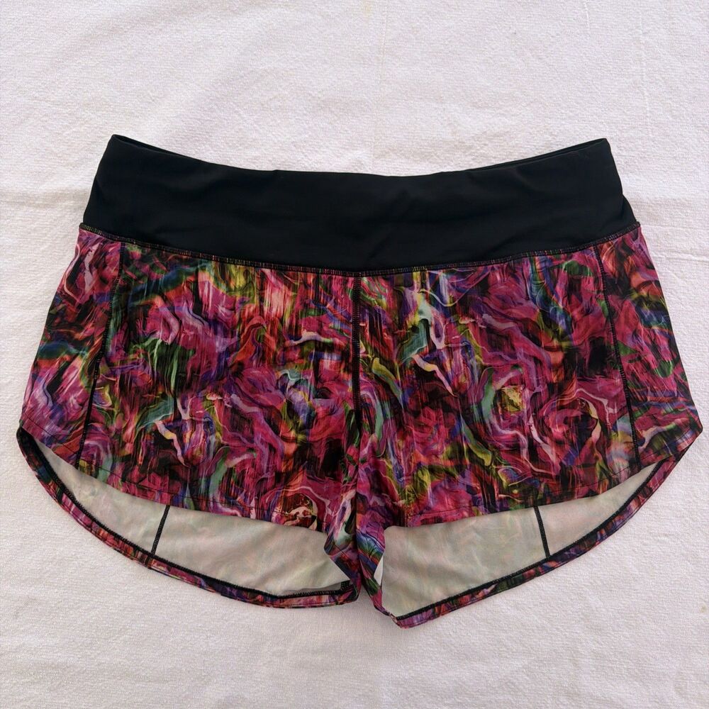 Lululemon Speed Up Short Multicolor Abstract Floral Running Shorts Womens 10 - Picture 3 of 15